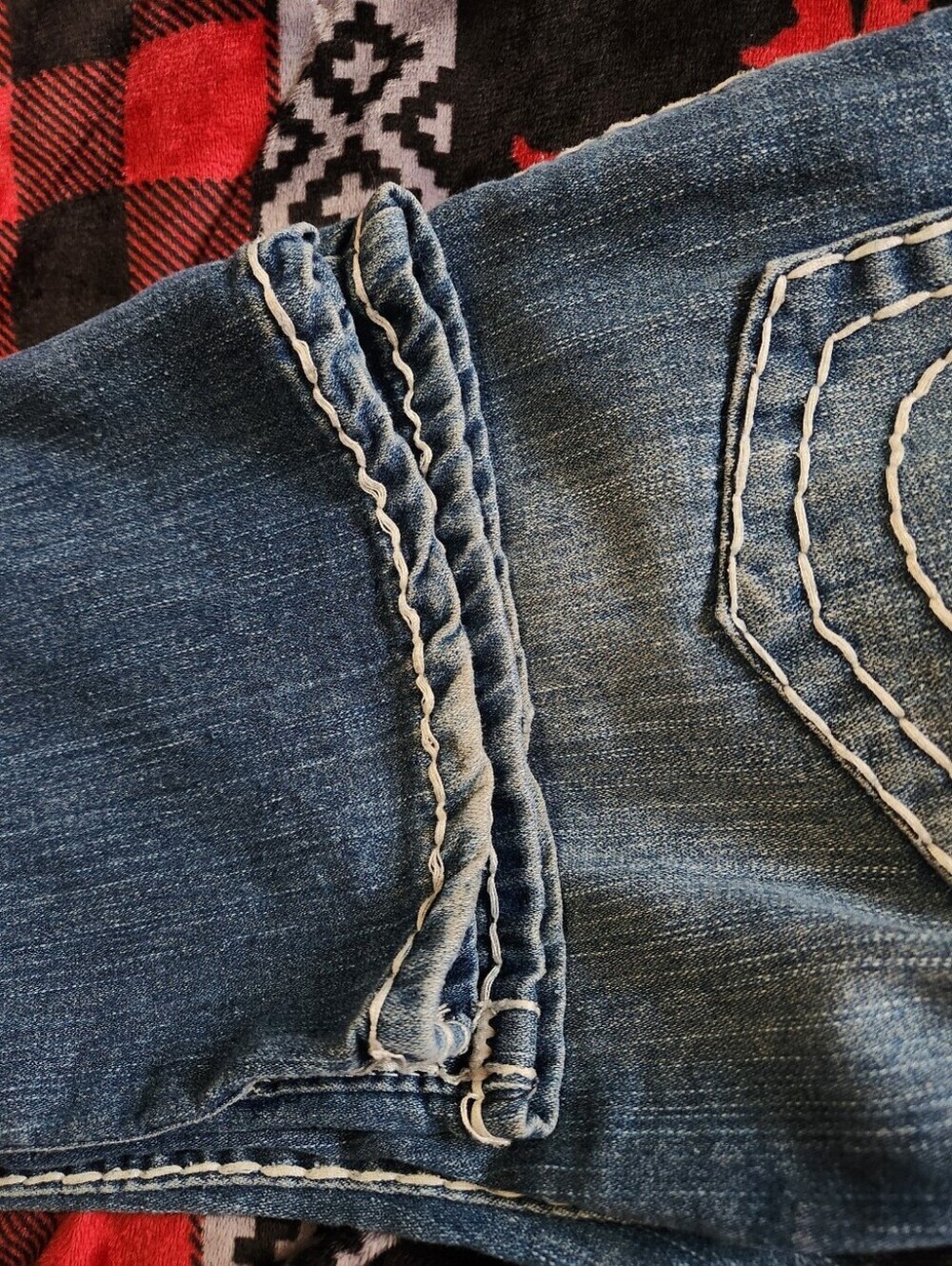 Y2K True Religion Billy Super T Thick Stitch Low Rise Flap Pocket Jeans 30 VTG - Picture 7 of 11